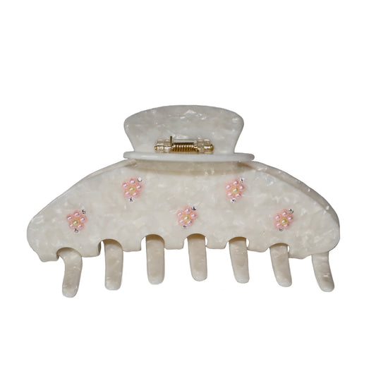 Pearl marble bloom claw clip
